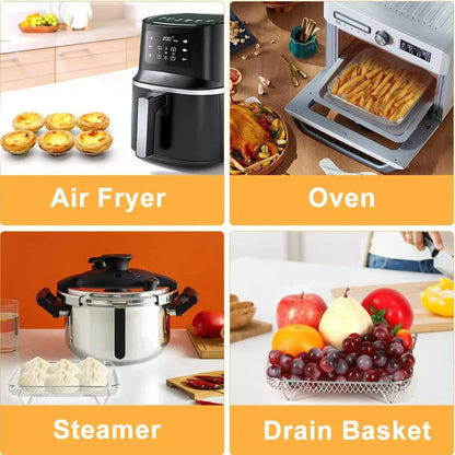 Racks de Cuisson pour Air Fryer en Acier Inoxydable à 3 Étages
