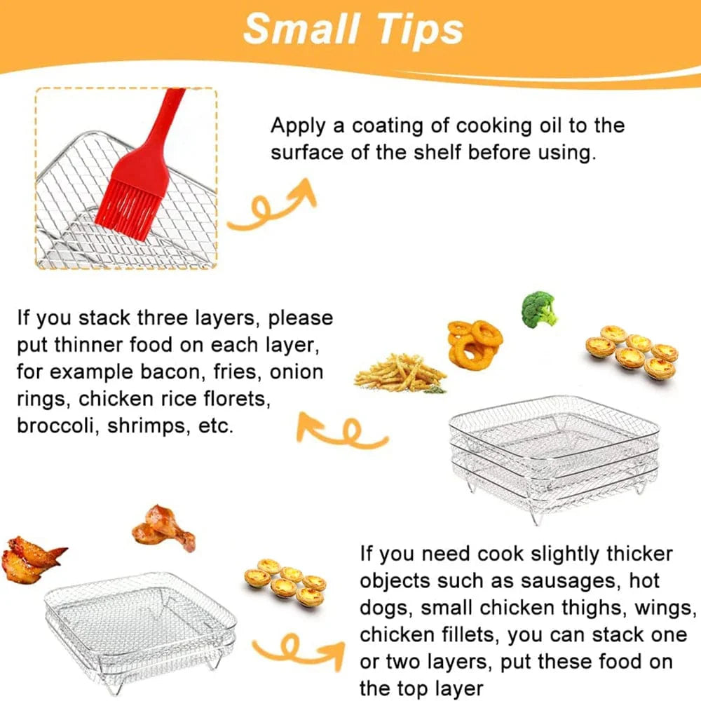 Racks de Cuisson pour Air Fryer en Acier Inoxydable à 3 Étages