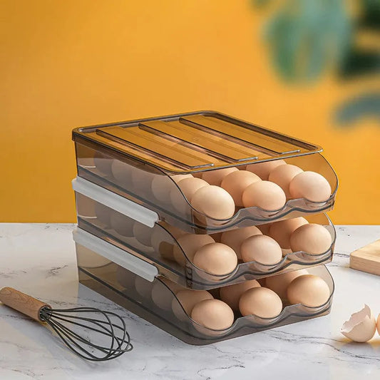 Range-œufs automatique à couches multiples pour refrigerator box de fraîcheur - Organisateur de cuisine