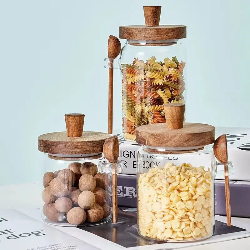 Rangement de Cuisine Style Bocal avec Cuillère en Bois
