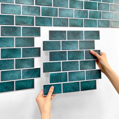 Revêtement Mural Cuisine de Dix Pièces au Design Mur de Briques Bleu
