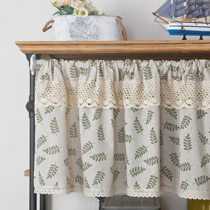 Rideau Cuisine Court de Style Nordique avec Ourlet en Dentelle