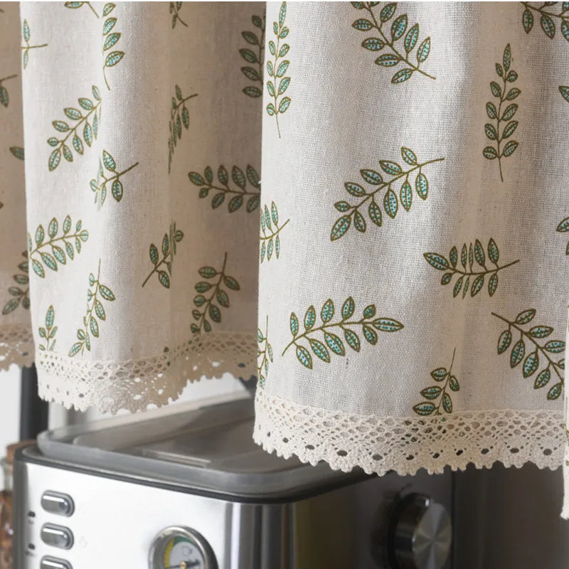 Rideau Cuisine Court de Style Nordique avec Ourlet en Dentelle