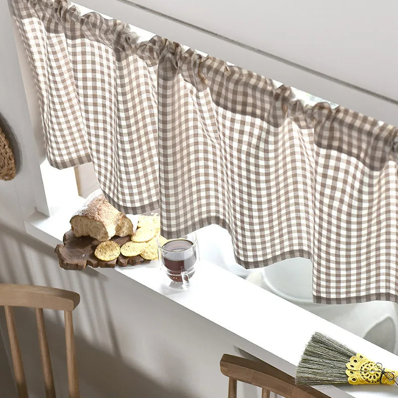 Rideau Cuisine avec Design à Carreaux de Style Pastoral