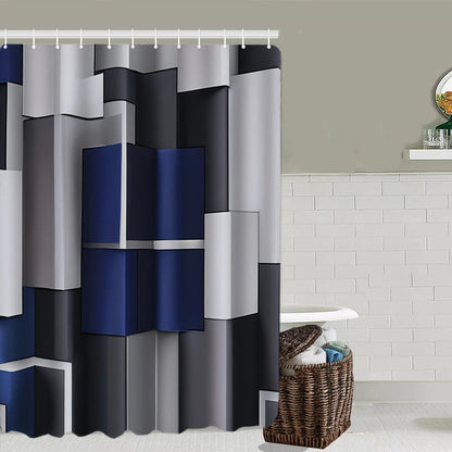 Rideau de Douche 3D Moderne et Imperméable avec Formes Géométriques
