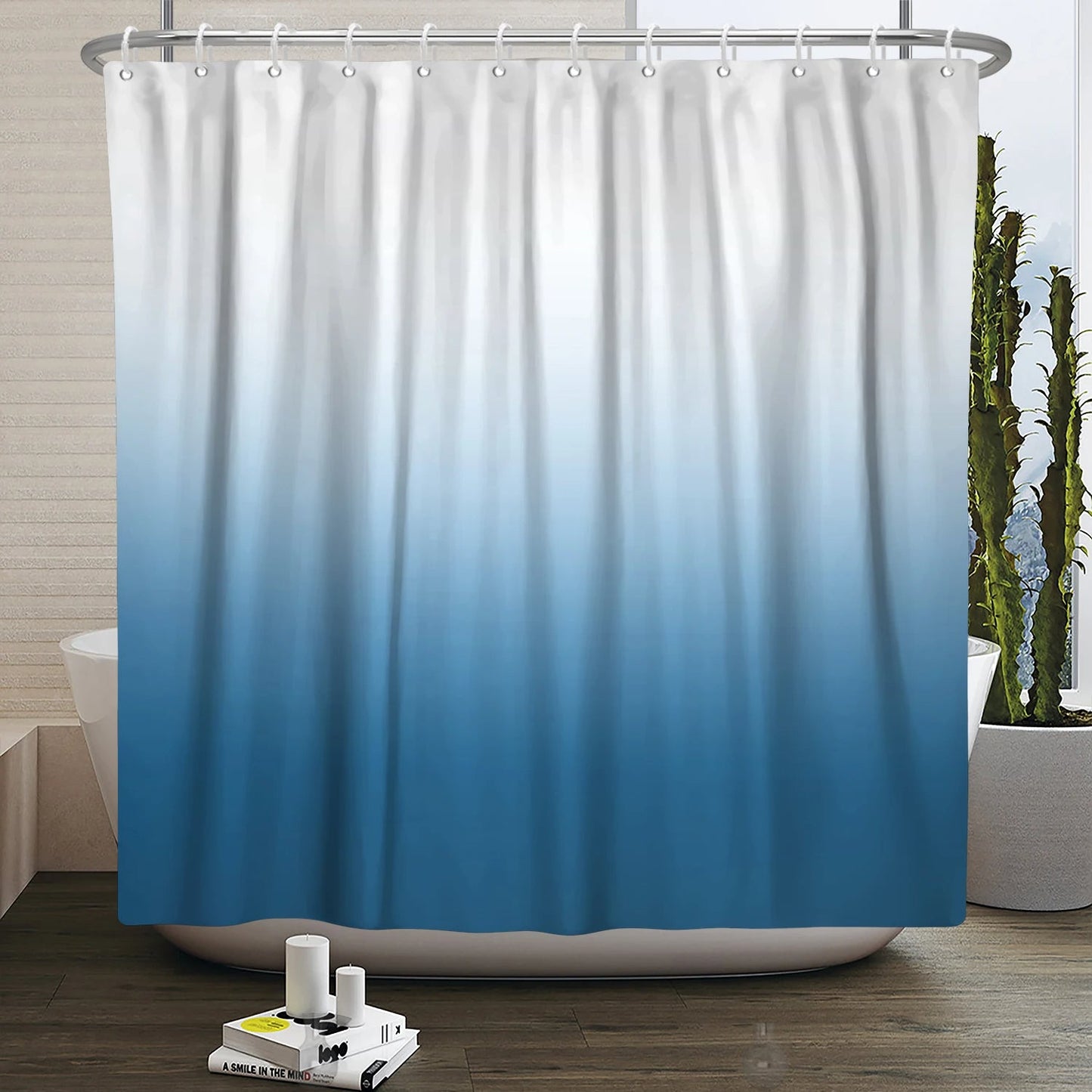Rideau de Douche Imperméable avec Crochets et Dégradé