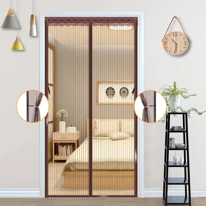 Rideau Moustiquaire Marron pour Porte en Maille et Nylon
