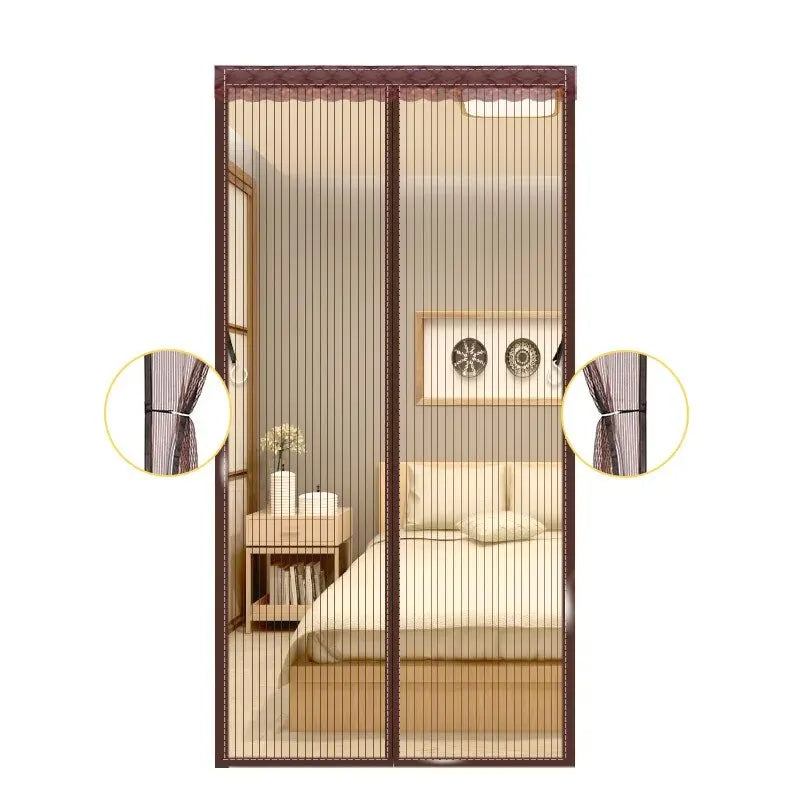 Rideau Moustiquaire Marron pour Porte en Maille et Nylon