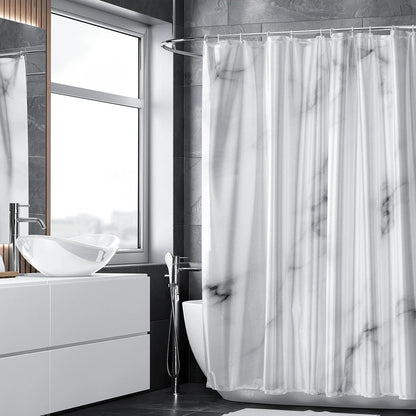 Rideau Noir et Blanc de Douche avec Effet Marbré
