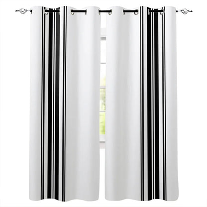 Rideau Noir et Blanc Drapé avec Rayures