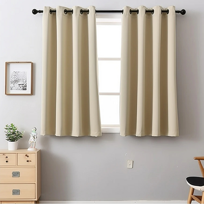 Rideau Opaque Court et Beige en Tissu