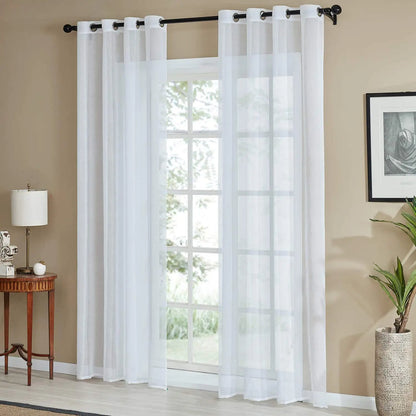 Rideau Porte Fenêtre Blanc et Transparent de Style Pastoral