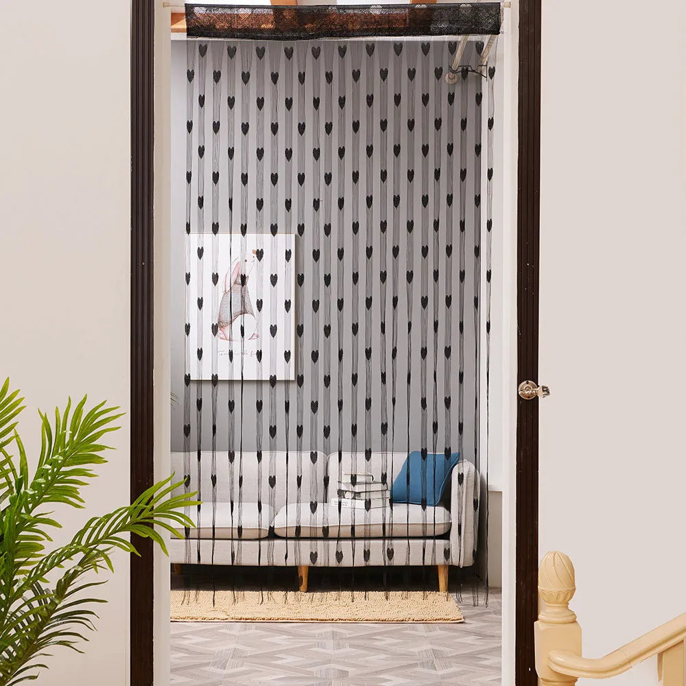 Rideau de Porte avec Motifs en Forme de Cœurs