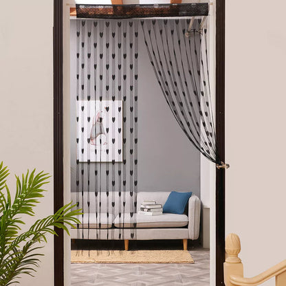 Rideau de Porte avec Motifs en Forme de Cœurs