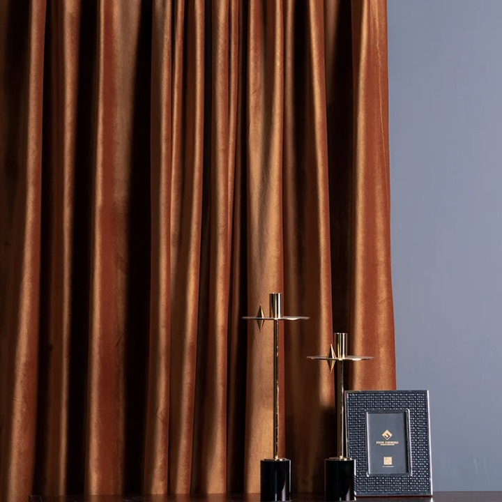 Rideau Velours Marron et Occultant de Style Moderne