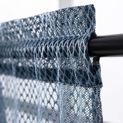 Rideaux Courts Bleus pour Fenêtre en Dentelle
