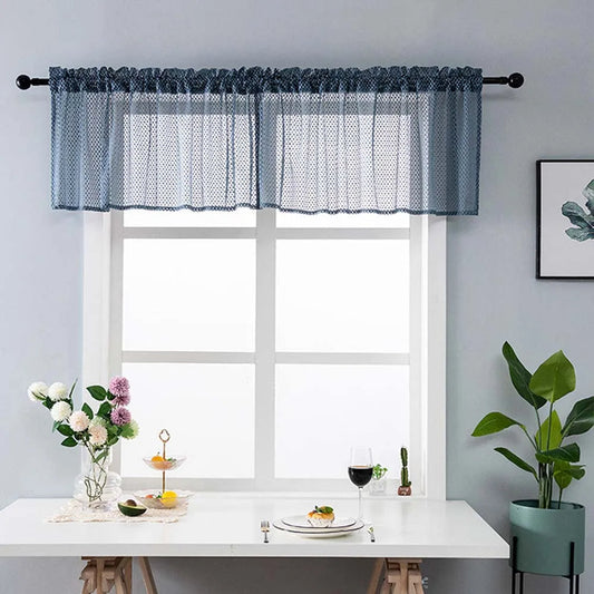 Rideaux Courts Bleus pour Fenêtre en Dentelle