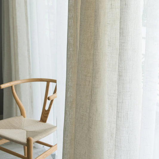 Rideaux Effet Lin en Tulle de Style Japonais