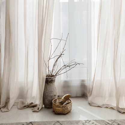 Rideaux en Lin Beiges et Transparents de Style Moderne