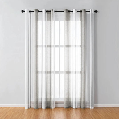 Rideaux Voilage Gris avec Rayures de Style Moderne