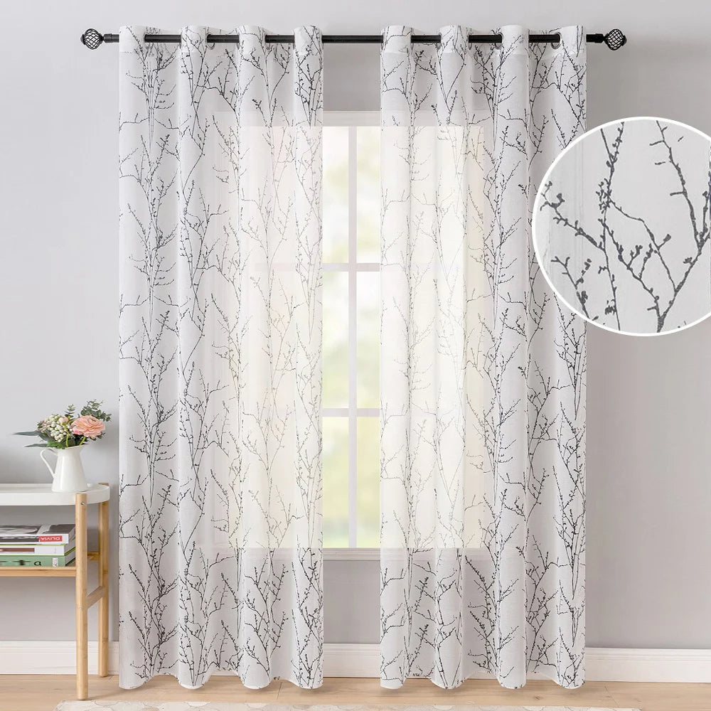 Rideaux Voilage Transparent avec Imprimé Moderne