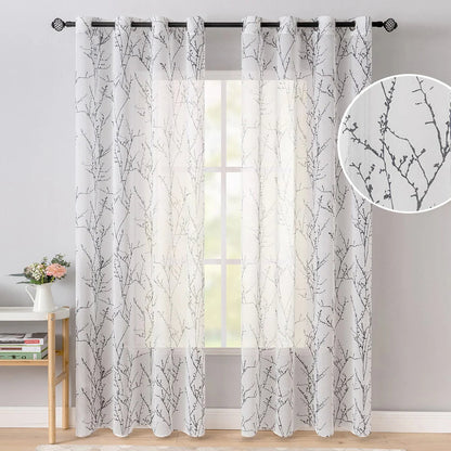 Rideaux Voilage Transparent avec Imprimé Moderne