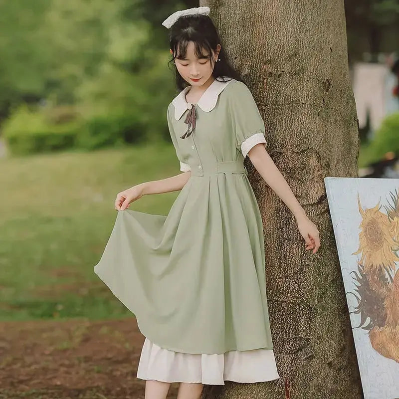 Robe Style Japonaise ’Akiko’ - Vert / S