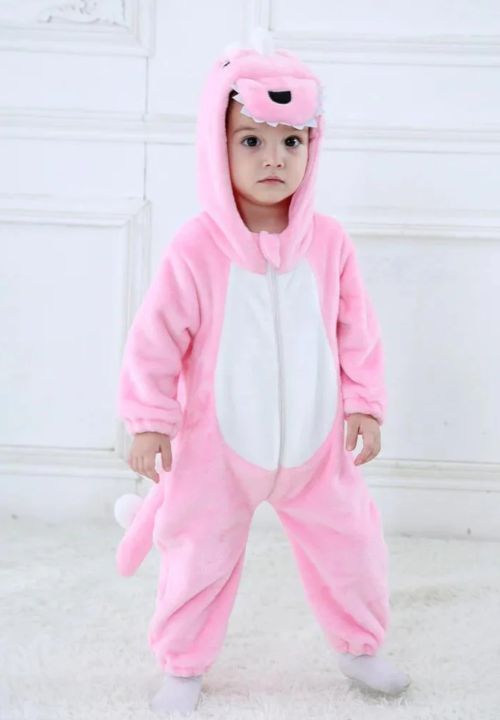 Combinaison Pyjama <br> Dinosaure Rose Bébé