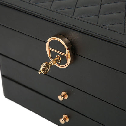 Grande Boîte à Bijoux en Cuir – Organisateur Multicouche Élégant, Rangement Sécurisé pour Bijoux