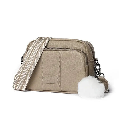 Sac à Main Bandoulière Femme avec Pompon Camel