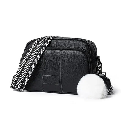 Sac à Main Bandoulière Femme avec Pompon Noir