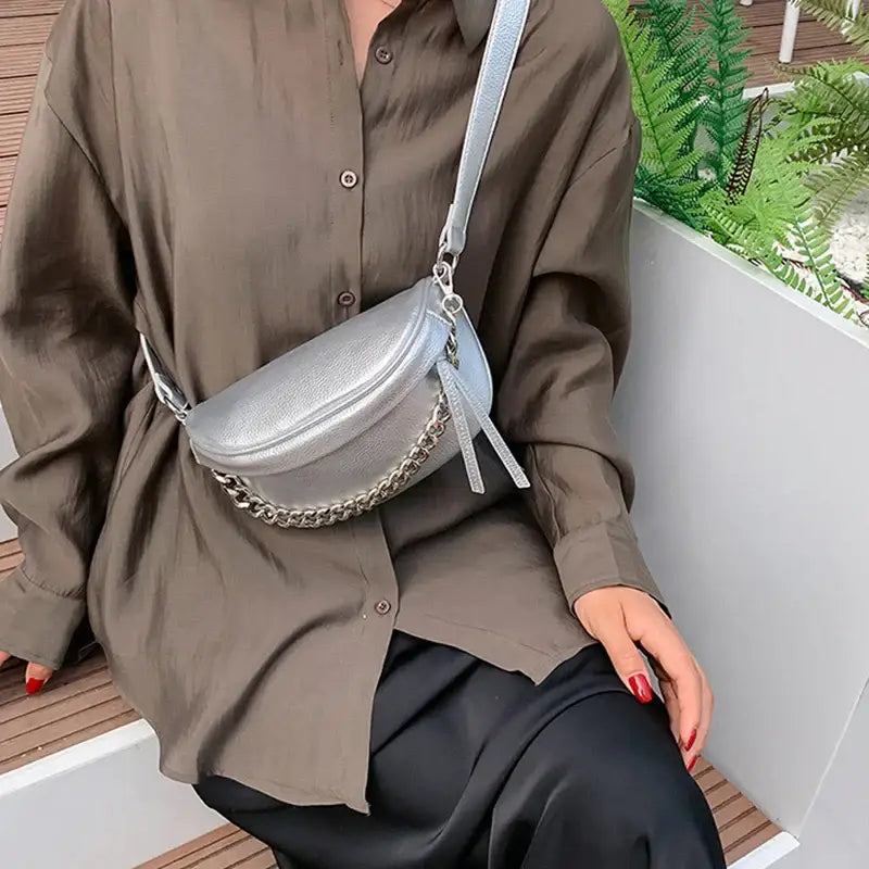 Sac Banane Argenté Femme