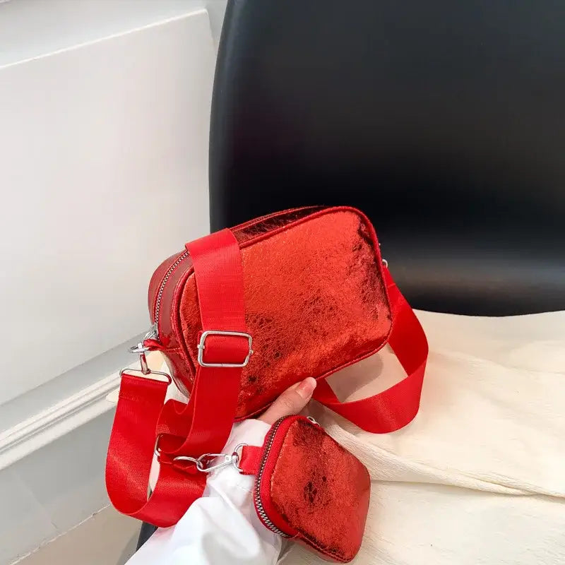 Sac Banane Bandoulière Irisé Femme Rouge