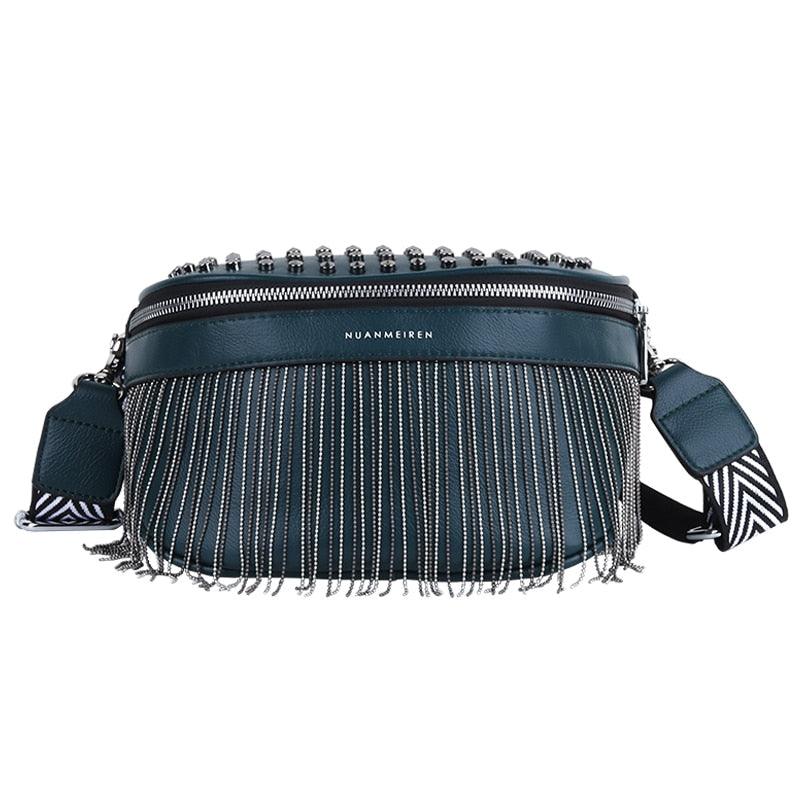 Sac Banane Chic en Cuir - Bleu pétrol