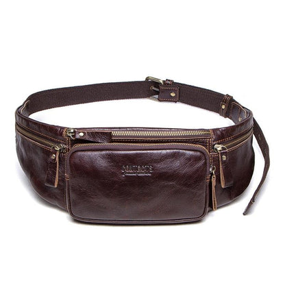 Sac Banane Cuir Homme - Marron foncé