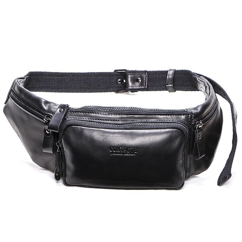 Sac Banane Cuir Homme - Noir