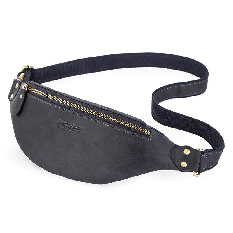 Sac Banane en Cuir - Bleu foncé