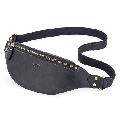 Sac Banane en Cuir - Bleu foncé
