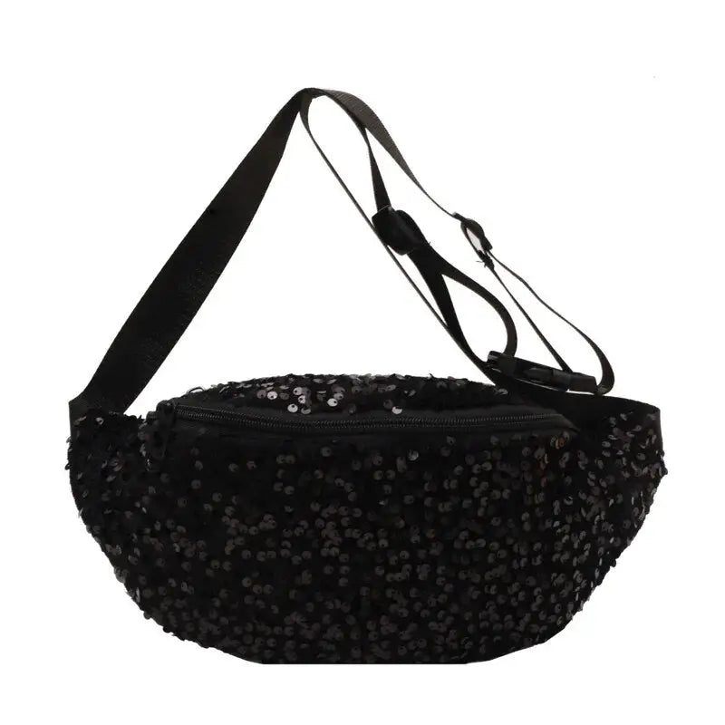 Sac banane paillettes noir