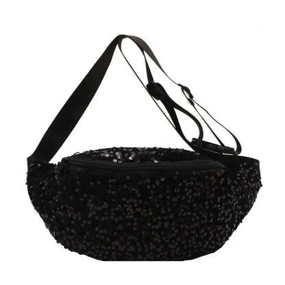 Sac banane paillettes noir