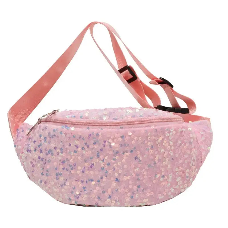 Sac banane paillettes rose