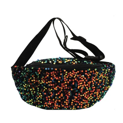 Sac banane paillettes vert et orange
