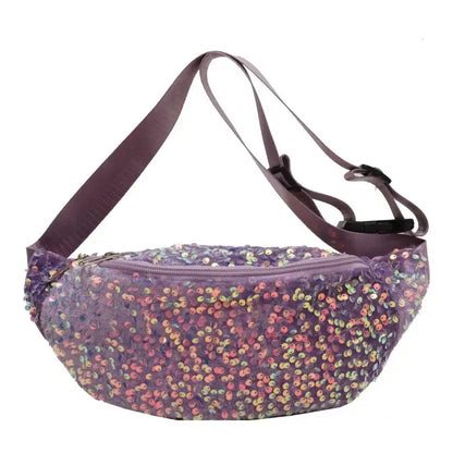 Sac banane paillettes violet