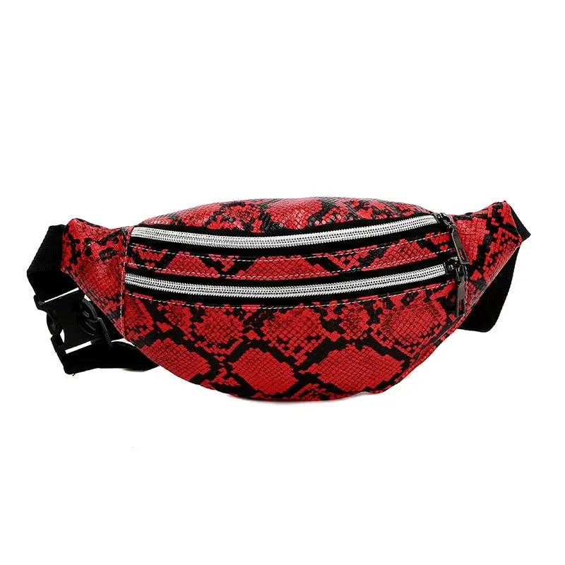 Sac Banane Python Rouge
