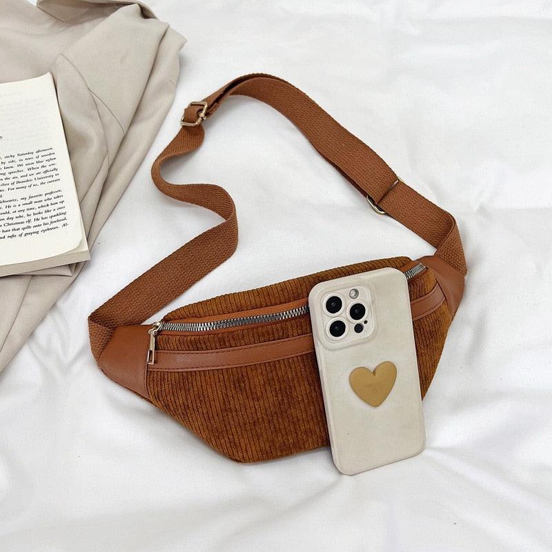 Sac Banane Velours Cotelé