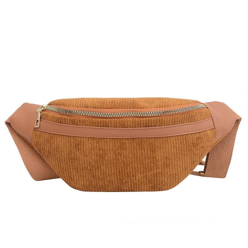 Sac Banane Velours Cotelé - Camel