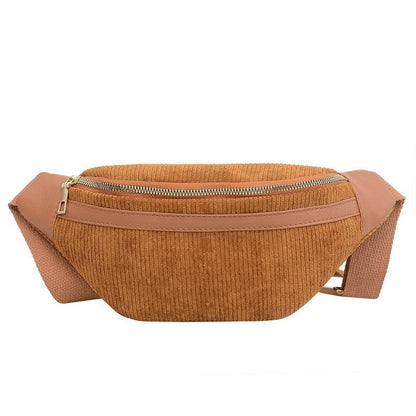 Sac Banane Velours Cotelé - Camel