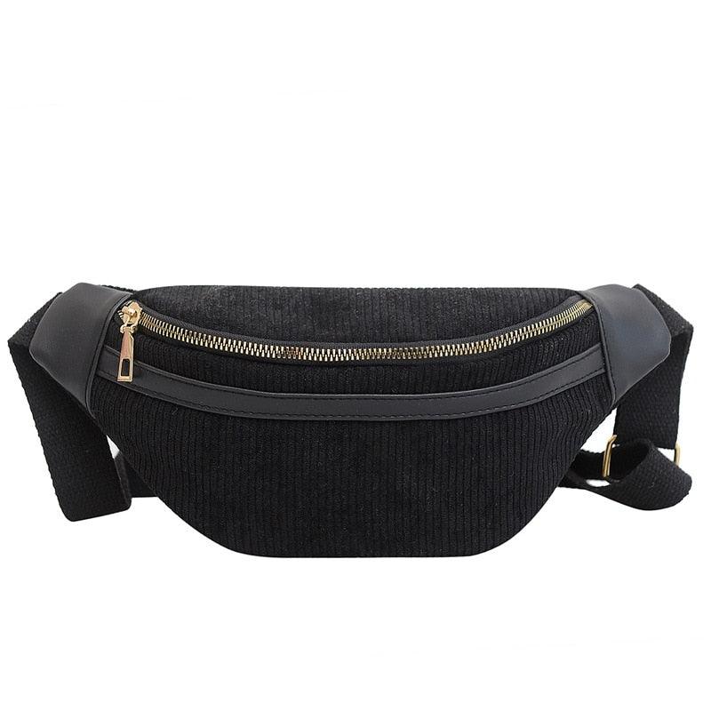 Sac Banane Velours Cotelé - Noir
