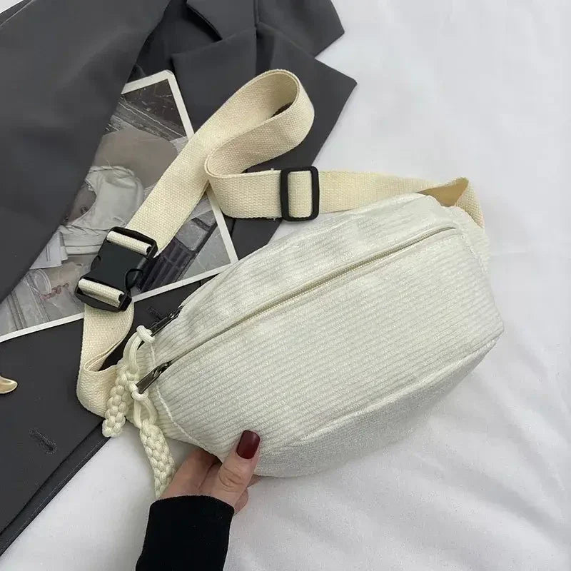 Sac Banane Velours Femme Beige