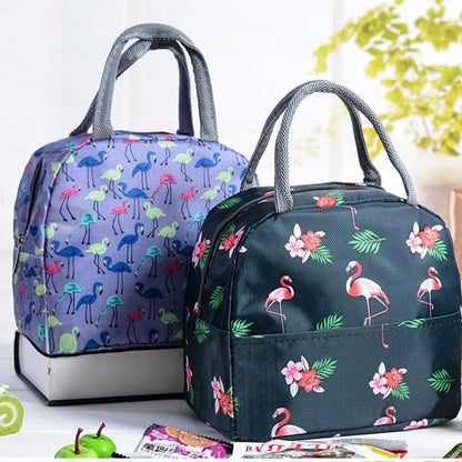 Sac Isotherme Repas Noir Flamants Roses